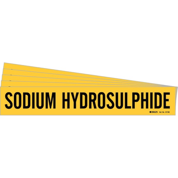 SODIUM HYDROSULPHIDE Pipe Marker Style 1 Black on Yellow 1 per Card, 5 PK